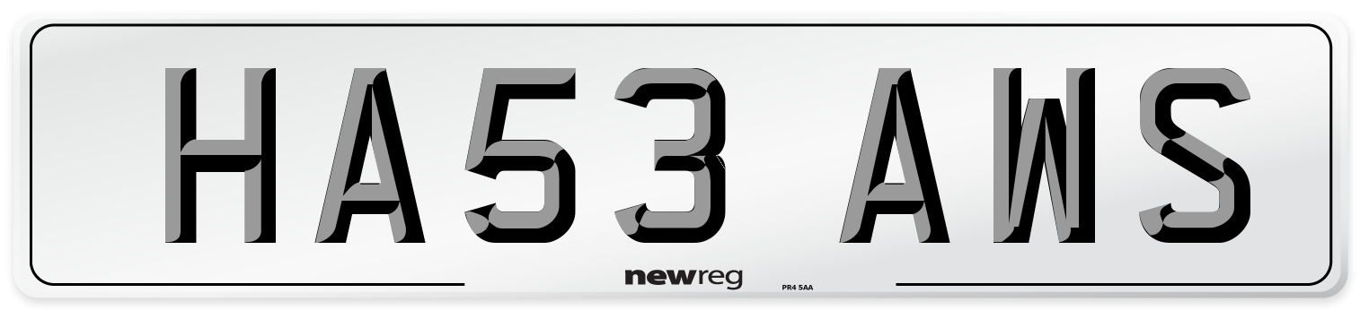 HA53 AWS Number Plate from New Reg